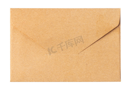 电子邮件背景摄影照片_回收的牛皮纸信封隔离白色背景