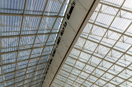巴黎机场摄影照片_巴黎戴高乐机场屋顶结构细节