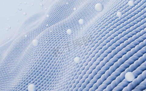 网格波浪摄影照片_布料表面与织物细节，3D 渲染。