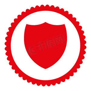 盾牌扁红色圆形邮票图标