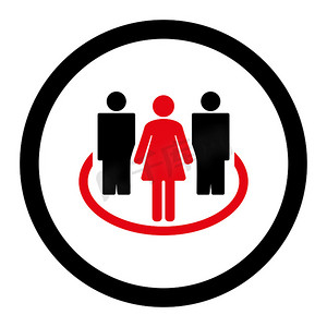 社会扁平密集红色和黑色圆形字形图标