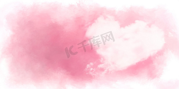 手绘水彩粉红色的心孤立在白色背景上。