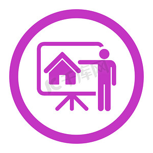 房地产经纪人平紫色圆形字形图标