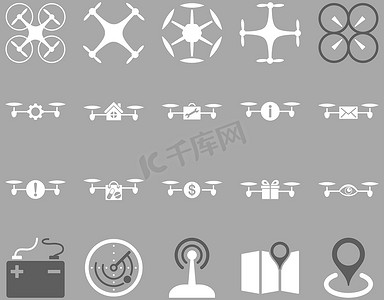 空中无人机和四轴飞行器工具图标