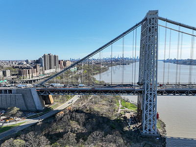 纽约州新泽西州李堡的乔治华盛顿大桥的鸟瞰图。