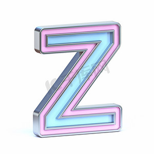 蓝色和粉色金属字体字母 Z 3D