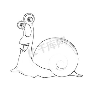 书摄影照片_插图：涂色书系列：快乐蜗牛。
