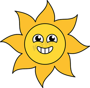 可爱的太阳表情摄影照片_兴奋的太阳贴纸轮廓图