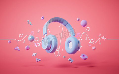 耳机游戏耳机，3D 渲染。