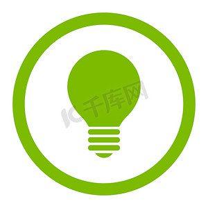 平衡器图标摄影照片_电灯泡平生态绿色圆形光栅图标