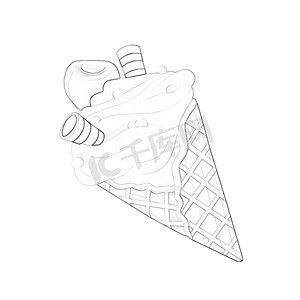 死神动漫摄影照片_插图：着色书系列：冰淇淋。