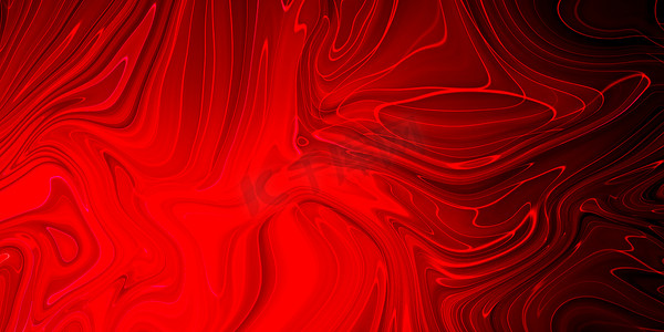国潮蒸汽效果摄影照片_具有大理石液体效果的创意抽象混合红色绘画，全景