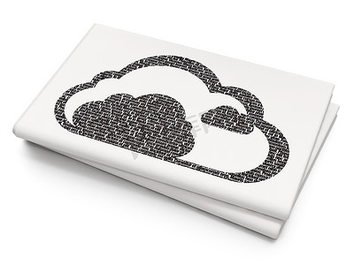 云技术概念：空白报纸背景上的云