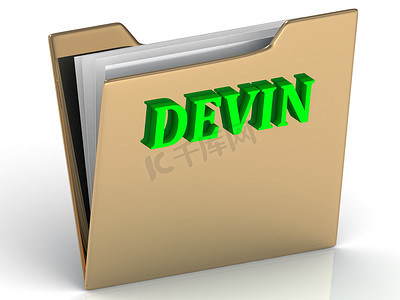 DEVIN- 金色上的姓名和家庭明亮字母