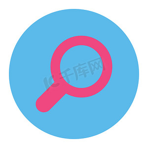 查看平面粉色和蓝色圆形按钮