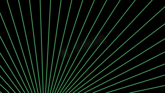 深色背景上的绿色激光束 — 3D 渲染插图