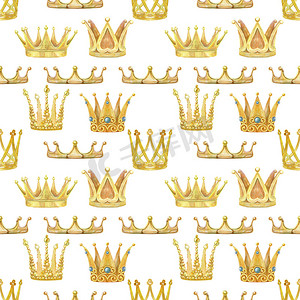 粉金王冠摄影照片_带有金色王冠的图案。