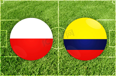 vs背景摄影照片_波兰 vs 哥伦比亚足球比赛