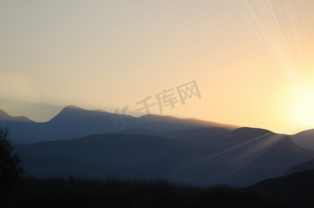 体积摄影照片_南非山脉的日落