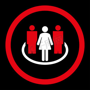 社会扁平红色和白色圆形字形图标