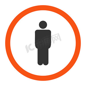 男子扁平橙色和灰色圆形光栅图标
