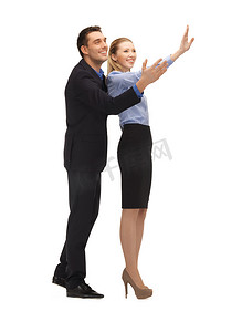 男人和女人做打招呼的手势