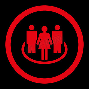 社会扁平红色圆形字形图标