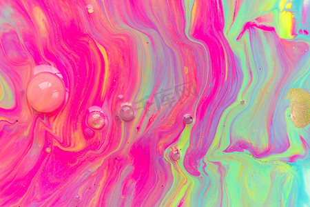 液体芭比风格粉红色背景与气泡。