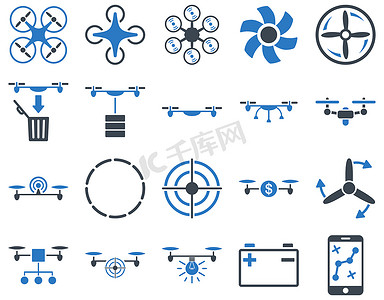 空中无人机和四轴飞行器工具图标