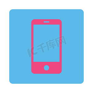 建军节手机海报摄影照片_智能手机平面粉色和蓝色圆形按钮