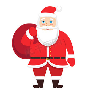 庆祝图标摄影照片_圣诞老人图标卡通矢量圣诞节假期隔离在白色