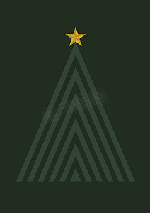 深绿卡背景的垂直矢量简单圣诞树