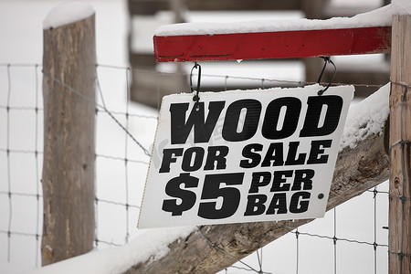 乡村环境中的待售木柴标志