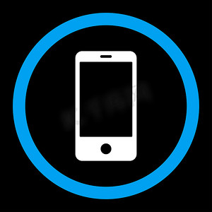 智能手机平面蓝色和白色圆形光栅图标