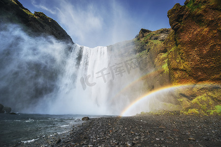 冰岛南部大瀑布斯科加瀑布附近