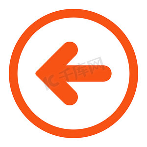 箭头左扁橙色圆形光栅图标