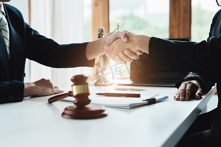 法律、咨询、协议、合同、律师或律师握手，同意委托人受聘在法庭上与各方进行斗争。