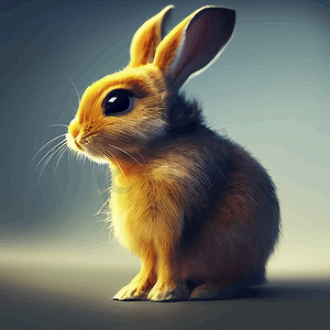 可爱兔子的动画插图，动画小兔子肖像。