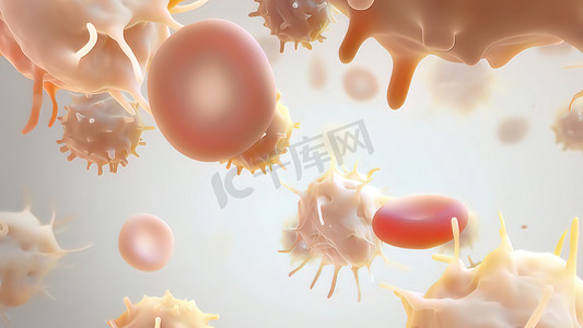 放大倍率摄影照片_血细胞中的癌细胞。 