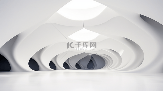 布幕背景图片_抽象白色建筑背景。3D 渲染。现代几何壁纸。未来主义科技设计。