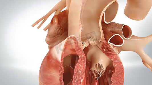 人体心脏通过循环系统泵血的 3D