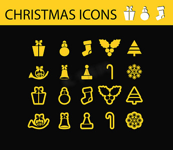 圣诞节图标和符号的抽象矢量图解，sh