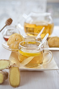 家纺床品摄影照片_姜柠檬茶和蜂蜜