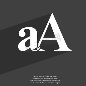 放大字体，aA 图标符号平面现代网页设计，带有长阴影和文本空间。