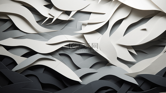 渐变几何剪影背景图片_黑暗的纸层。3D抽象渐变剪纸。多彩的折纸形态概念。