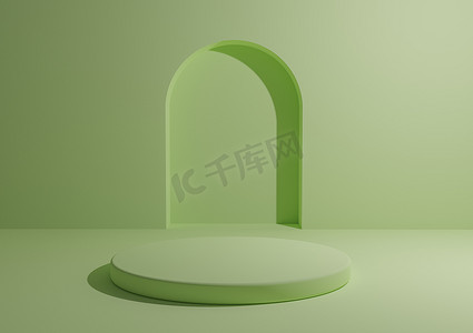 单色光、淡绿色讲台，用于产品广告和营销。
