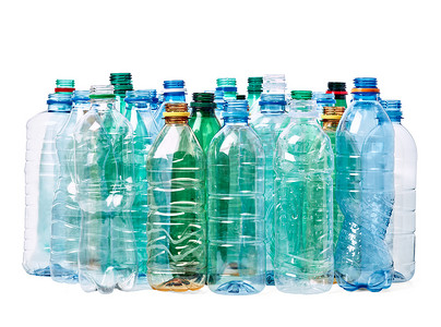 蓝色水摄影照片_塑料瓶空透明回收容器水环境饮料垃圾饮料