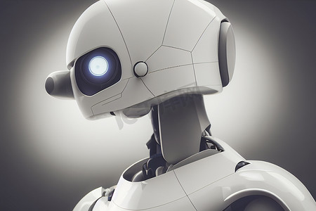 安卓机器人摄影照片_3D渲染人形人工智能机器人思考或分析