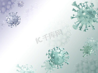 免疫细胞研究浅绿色和紫色抽象 3D 插图