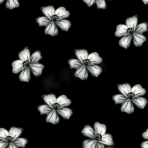 手绘花装饰图案摄影照片_手绘万寿菊花的无缝模式。